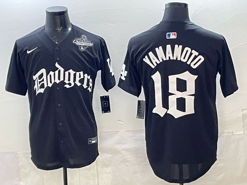 Men 2026 Nike Los Angeles Dodgers #18 Yamamoto Black Game MLB Jersey 05->los angeles dodgers->MLB Jersey